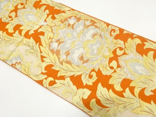 JAPANESE KIMONO / ANTIQUE FUKURO OBI / SILK / WOVEN FLORAL SARASA